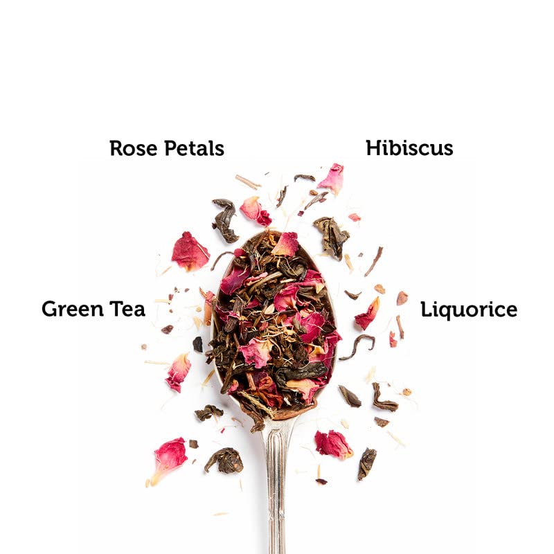 Tea Culture of the World Floral Feast Green Tea Blend with Flowers | Rose, Hibiscus & Liquorice | Antioxidant Rich Floral Green Tea | Resealable Zip Lock Pouch | 25 Cups | 50 g - View 3 of 4