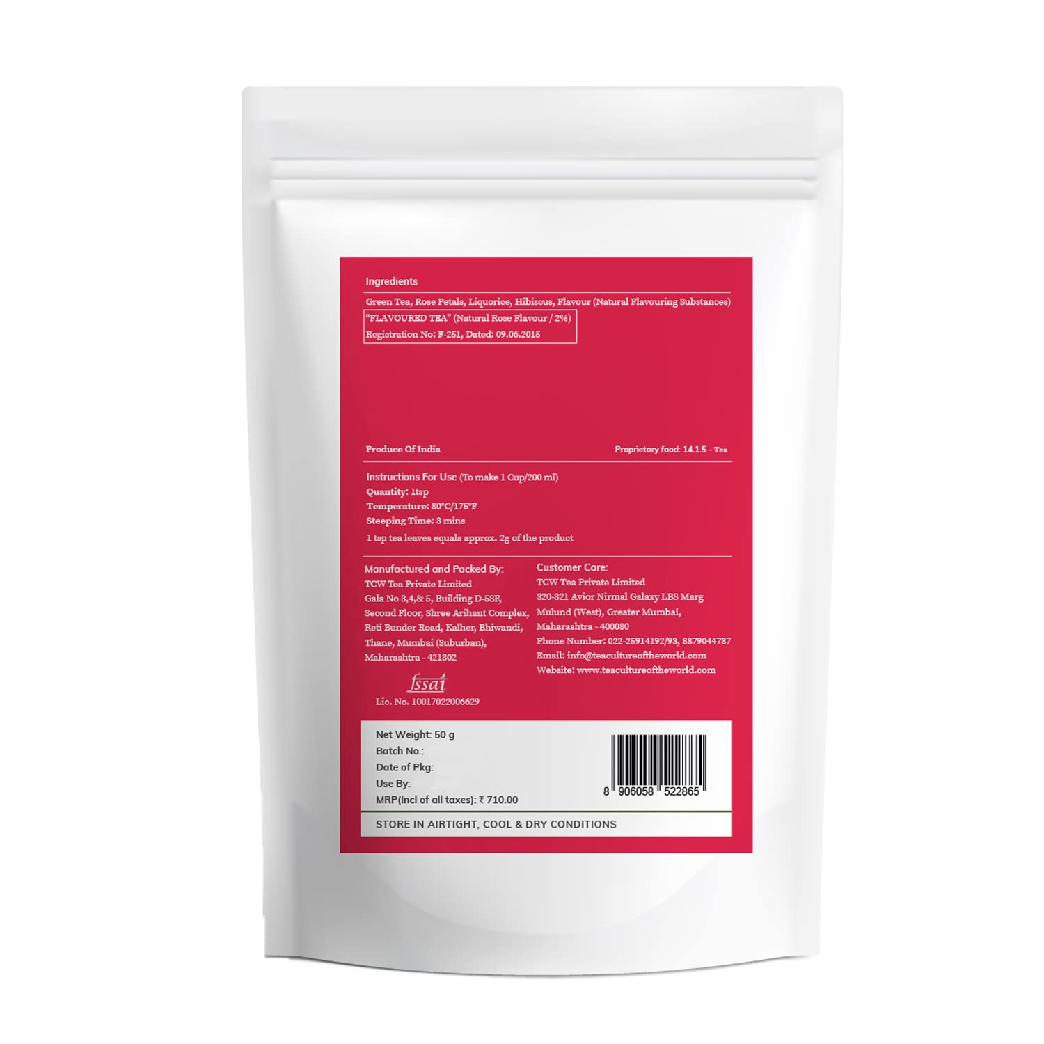 Tea Culture of the World Floral Feast Green Tea Blend with Flowers | Rose, Hibiscus & Liquorice | Antioxidant Rich Floral Green Tea | Resealable Zip Lock Pouch | 25 Cups | 50 g - View 4 of 4