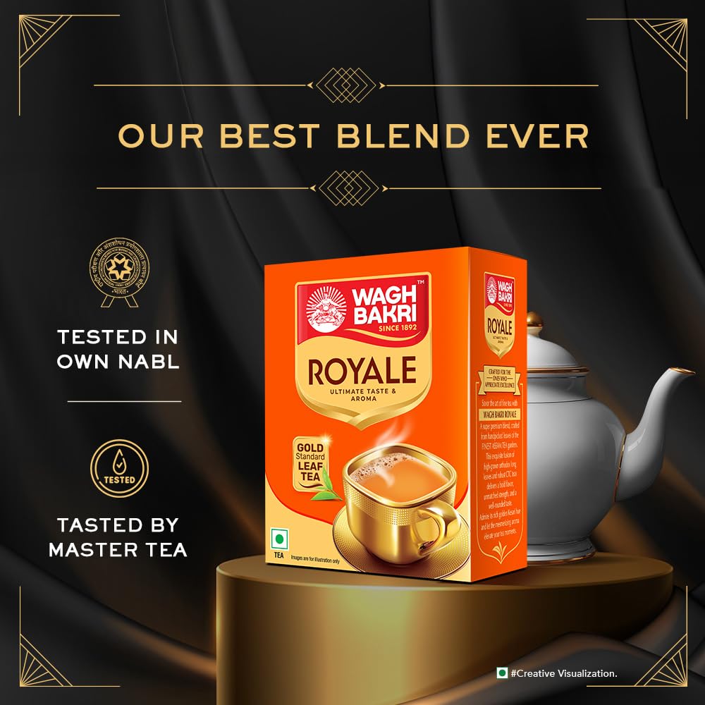 Wagh Bakri Royale Leaf Tea|Super Premium Handpicked 2nd Flush Assam Tea|Rich And Smooth Flavor|Exquisite Fusion Of CTC & Orthodox Long Leaves|Golden Kesari Hue|Mesmerizing Aromatic Black Tea|225 Gm - View 2 of 4