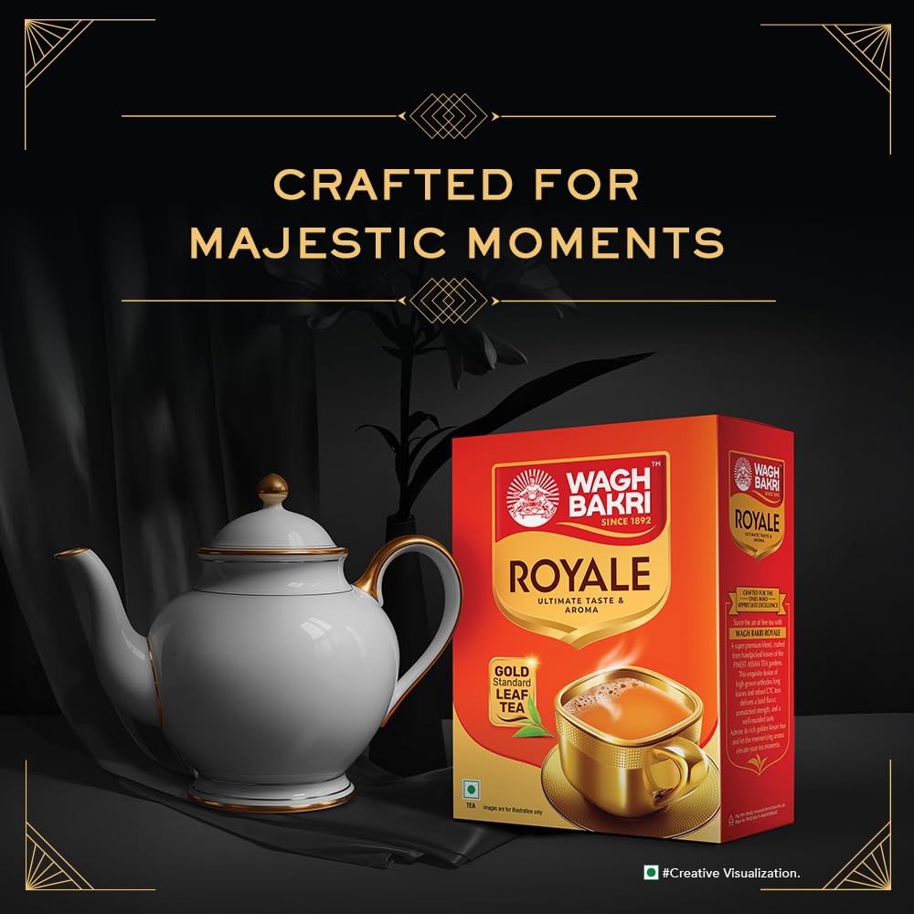 Wagh Bakri Royale Leaf Tea|Super Premium Handpicked 2nd Flush Assam Tea|Rich And Smooth Flavor|Exquisite Fusion Of CTC & Orthodox Long Leaves|Golden Kesari Hue|Mesmerizing Aromatic Black Tea|225 Gm - View 3 of 4