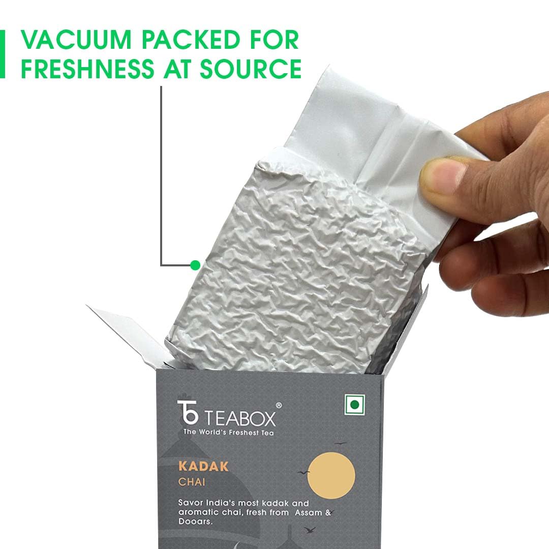 Teabox Premium Kadak Chai Vacuum Sealed Pack for Freshness | Sourced From The Estates Of Assam & Dooars | Strong and Premium Chai Black Tea 250G - View 5 of 5