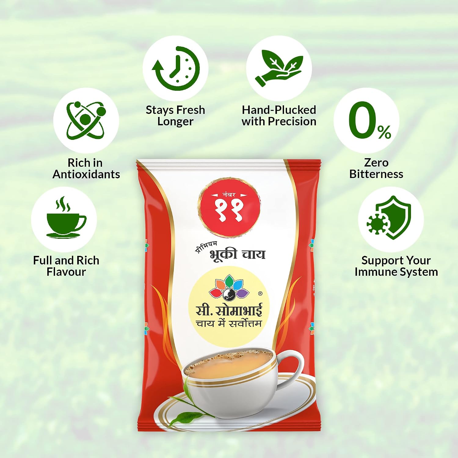 C Somabhai Tea No.11 CTC Premium Black Tea 1kg | Bold & Strong Assam Bhuki Chai | Rich Flavor Kadak Chai Patti | Authentic Black T Powder | Daily Use for Office & Home | Energizing Indian Chaay - View 4 of 5