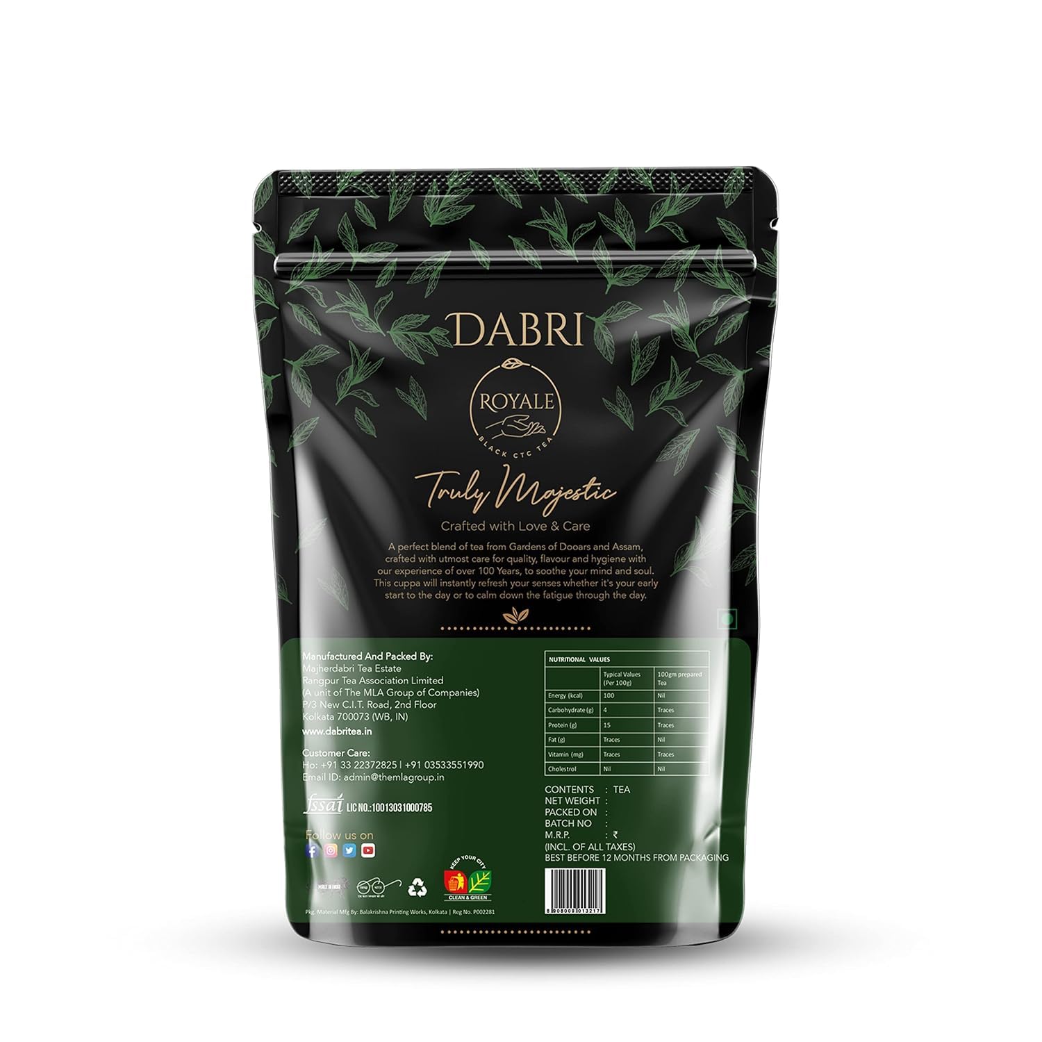 Dabri Assam Royale Black CTC Tea with darjeeling Long Leaf (1KG Pouch) | Natural Premium Chai Patti | Strong, Aromatic & Rich | Boosts Energy, Improves Metabolism & Fights Fatigue - View 4 of 4