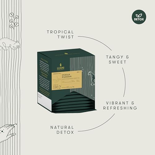 Luxmi Estates Indian Passion Green Tea 15 Tea Bags | Darjeeling Green Chai | Mango & Passion Fruit | Lemongrass, Ginger, Lemon Peel | Calming for Relaxation | Low Caffeine - View 4 of 5