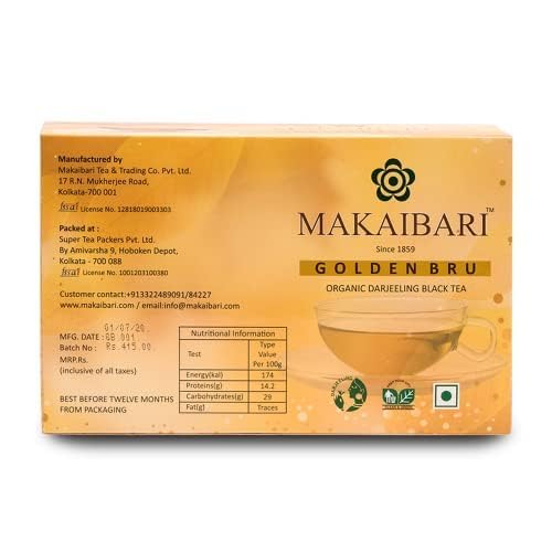 Makaibari Golden Bru Organic Darjeeling Black – 100 Tea Bags | Single Estate | Subtle Muscatel Aroma | Smooth & Delicate Brew | No Added Flavour - View 6 of 6