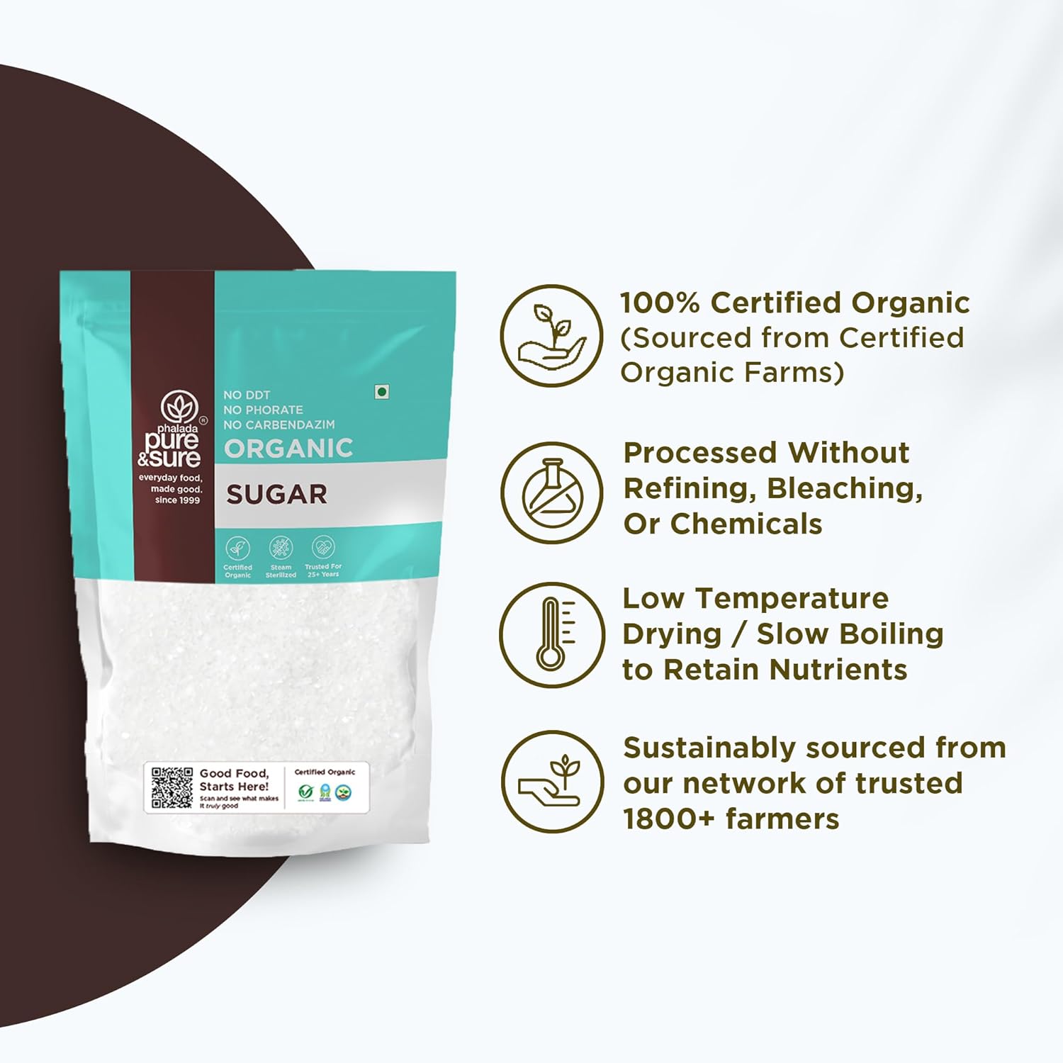Pure & Sure Organic Sugar (Chini) 1Kg | 100% White Sugar Organically Processed from Quality Sugarcanes | Chemical Free & Sulphur Free - View 3 of 5