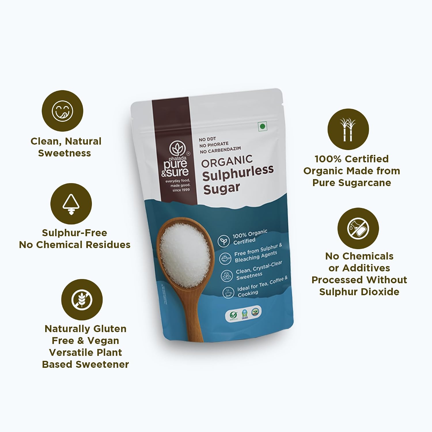 Pure & Sure Organic Sugar (Chini) 500GM| 100% Organically Processed from Quality Sugarcanes | Chemical Free & Sulphur Free - View 2 of 5