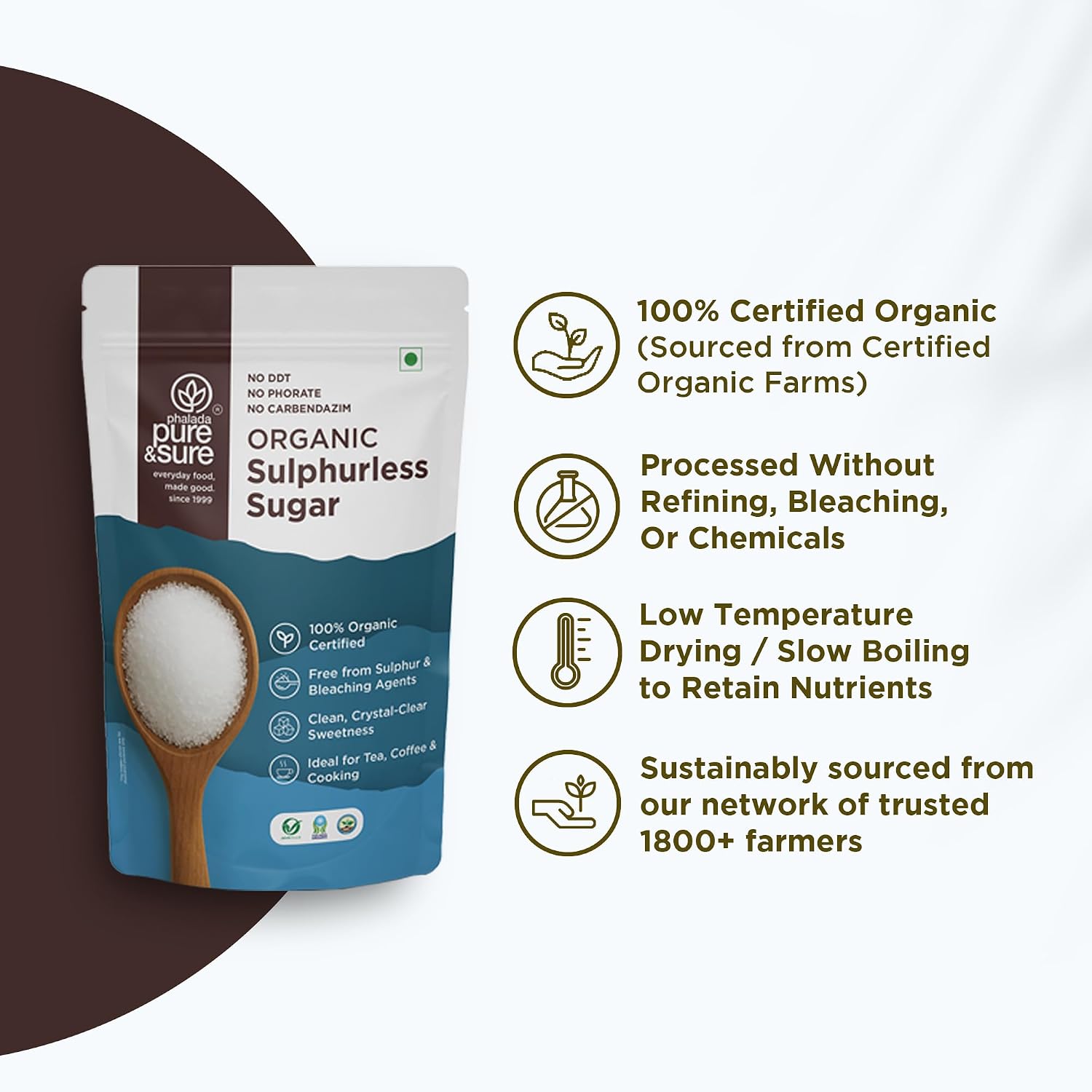 Pure & Sure Organic Sugar (Chini) 500GM| 100% Organically Processed from Quality Sugarcanes | Chemical Free & Sulphur Free - View 3 of 5