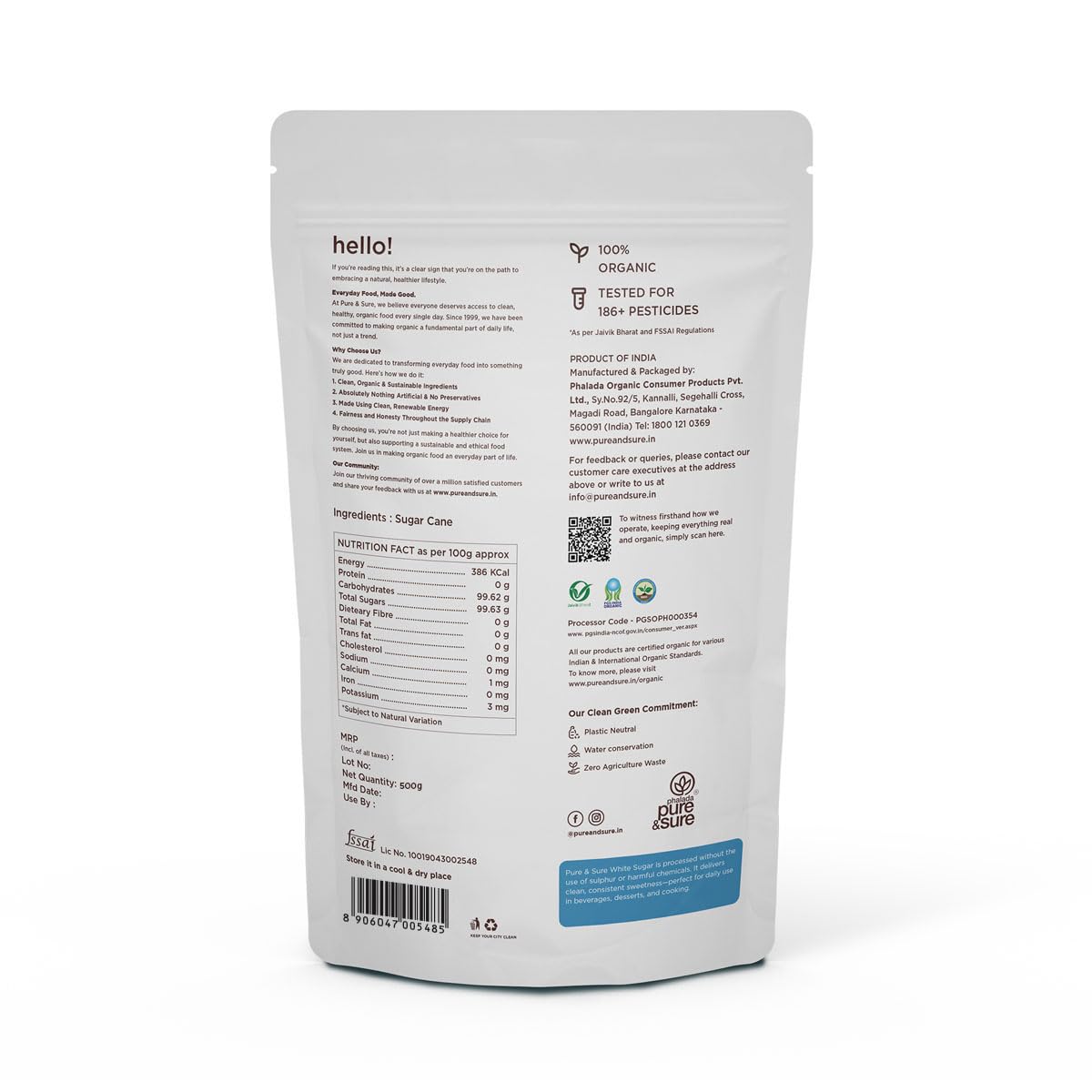 Pure & Sure Organic Sugar (Chini) 500GM| 100% Organically Processed from Quality Sugarcanes | Chemical Free & Sulphur Free - View 5 of 5