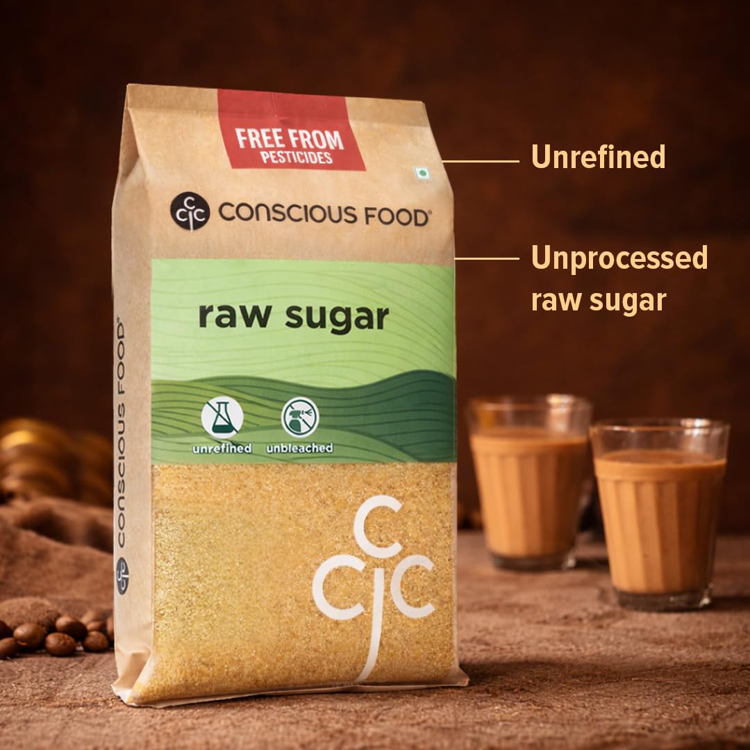 Conscious Food Natural Raw Sugar | 500 gm | Unrefined & Unprocessed Raw Sugar | Khandsari, Desi Khand | Natural Sugar - View 3 of 6