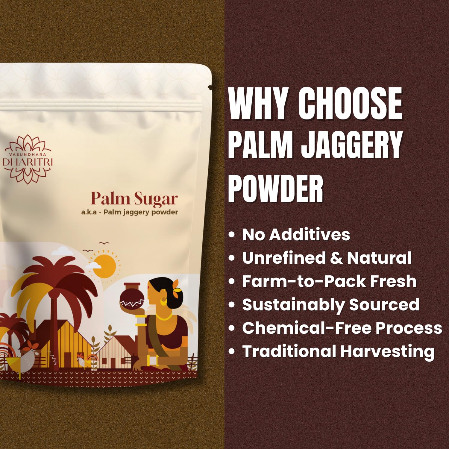 VASUNDHARA DHARITRI Palm Sugar (Jaggery), 500g | Organic & Unrefined, Low GI, High Iron & Potassium, Chemical-free, Sugar Substitute for Tea, Coffee, Cooking & Baking - View 5 of 6