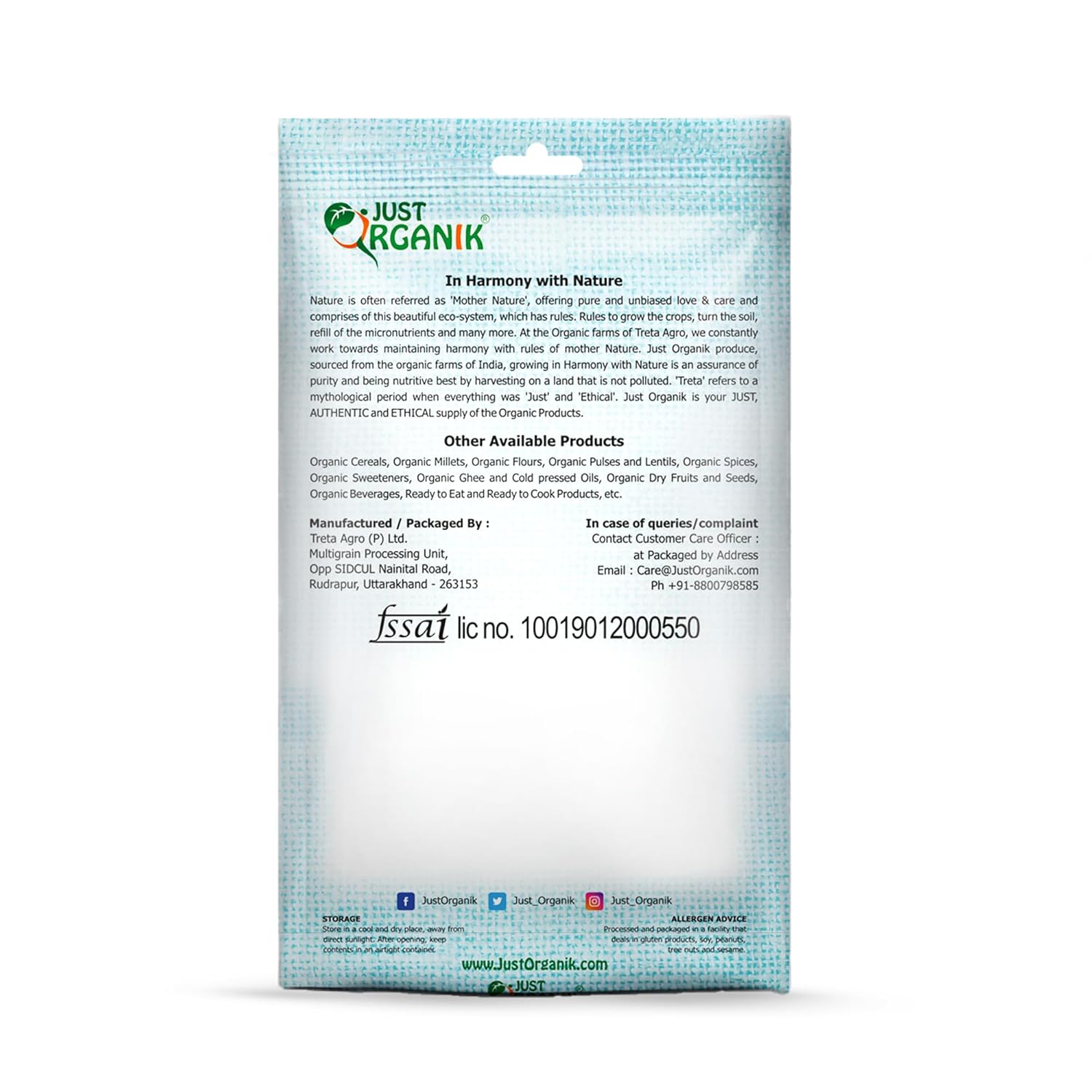 JUST ORGANIK- Organic Raw Sugar 500g | Desi khand | Raw & Unrefined Sugar |Khandsari sugar | Raw Sugar 500g | certified Organic | USDA Certified | Unprocessed Sweetner | Organic Sugarcane juice | Sugar - View 3 of 3