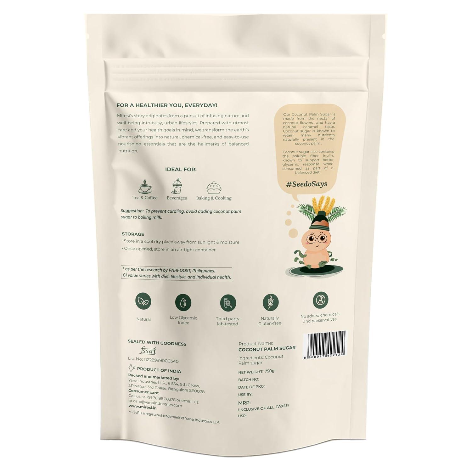 Miresi Natural Coconut Palm Sugar (750 g) - Pure, Unrefined, Traditional Sweetener, Sugar Alternative, No Preservatives - View 5 of 5