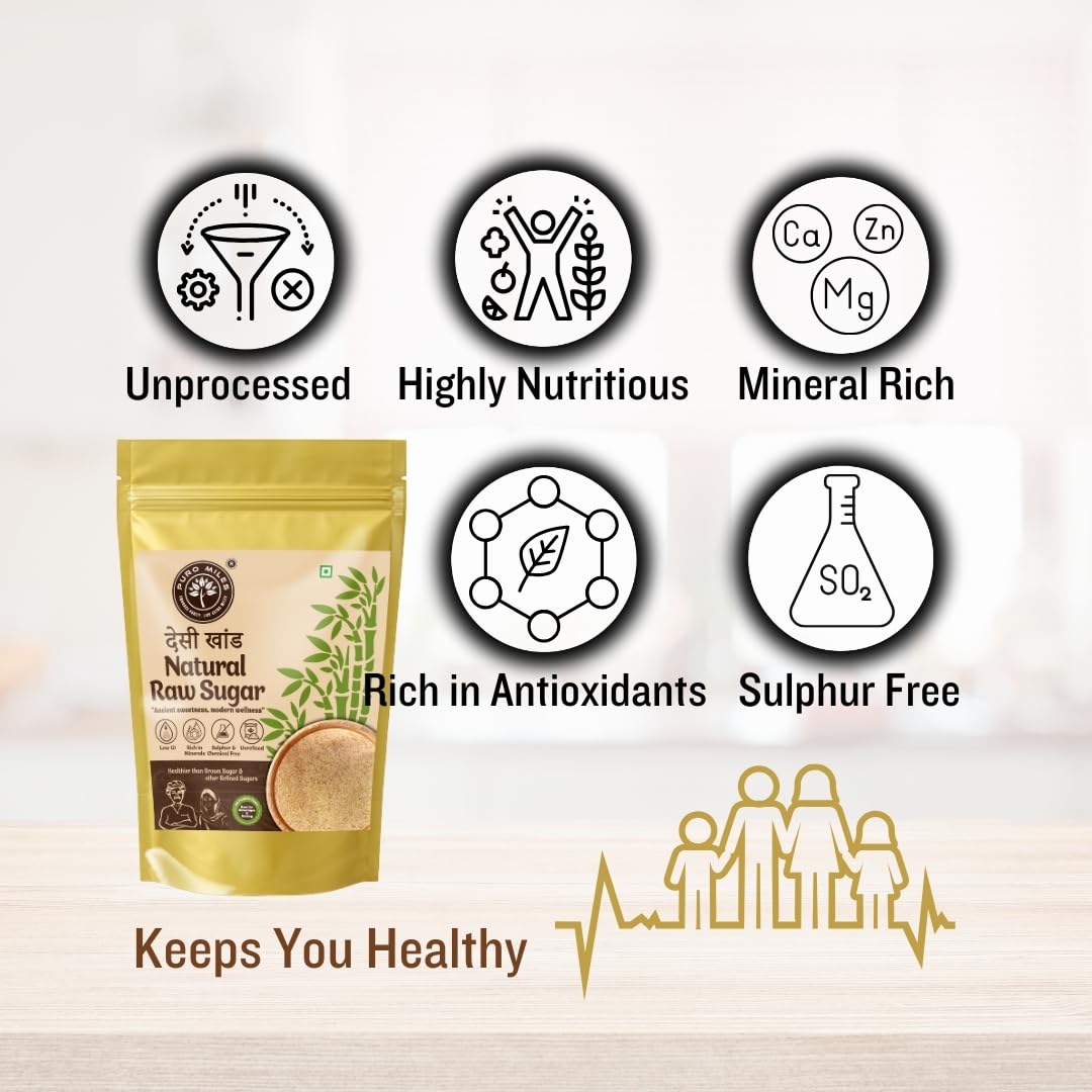 Desi Khand | Raw Sugar| Organic & Unrefined | Unprocessed & Natural | Free from chemicals and preservatives | Substitute to refined white sugar (800gm) - View 3 of 5