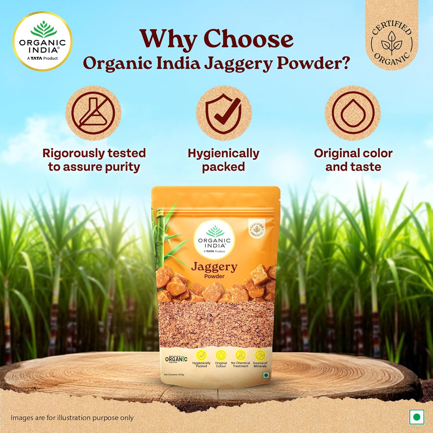 ORGANIC INDIA Jaggery Powder - 500G, Pure & Natural, No Chemical Additives, Rich In Vitamins & Minerals, A Healthy Sugar Substitute - View 3 of 6