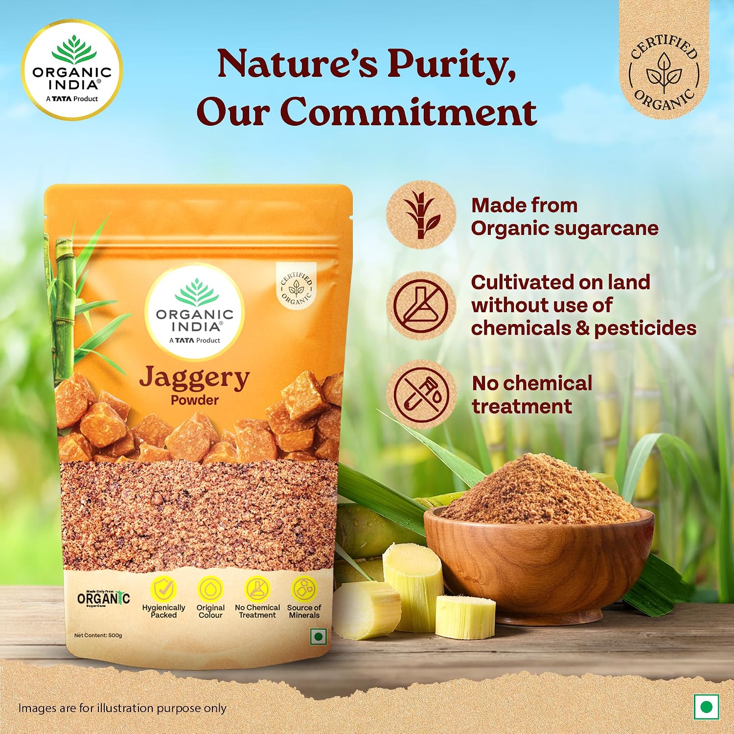 ORGANIC INDIA Jaggery Powder - 500G, Pure & Natural, No Chemical Additives, Rich In Vitamins & Minerals, A Healthy Sugar Substitute - View 4 of 6