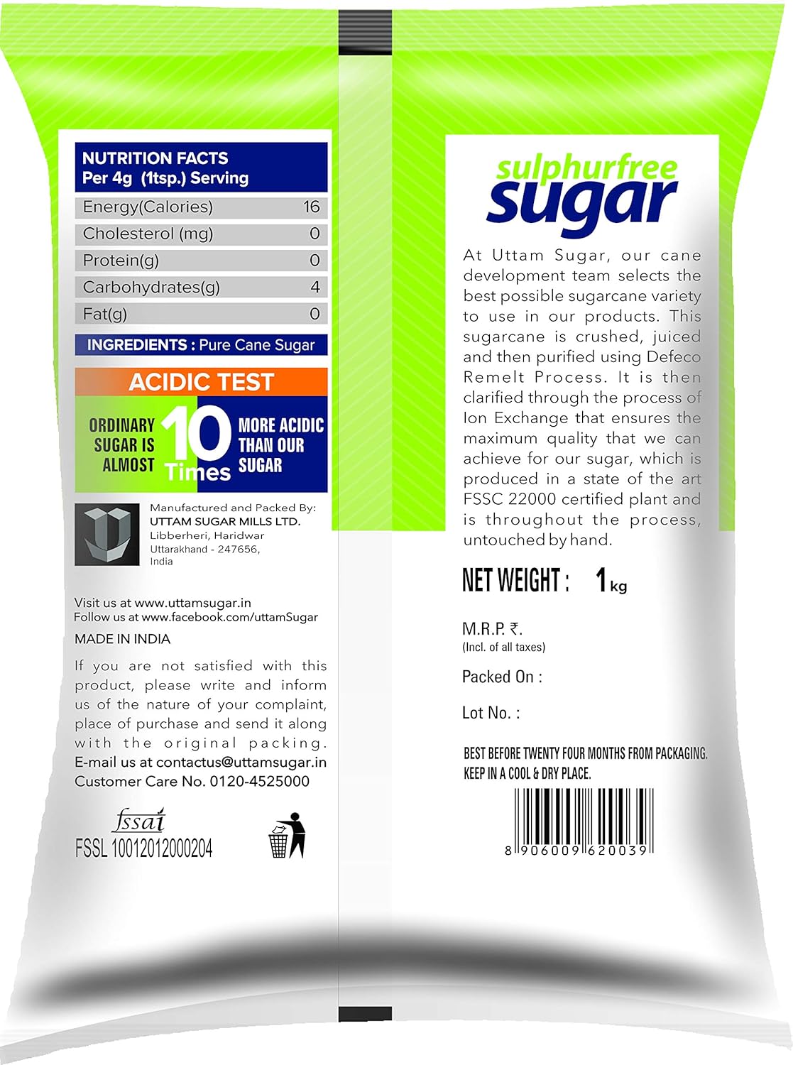 Uttam Sugar Sulphurless Sugar, 1kg - View 2 of 2