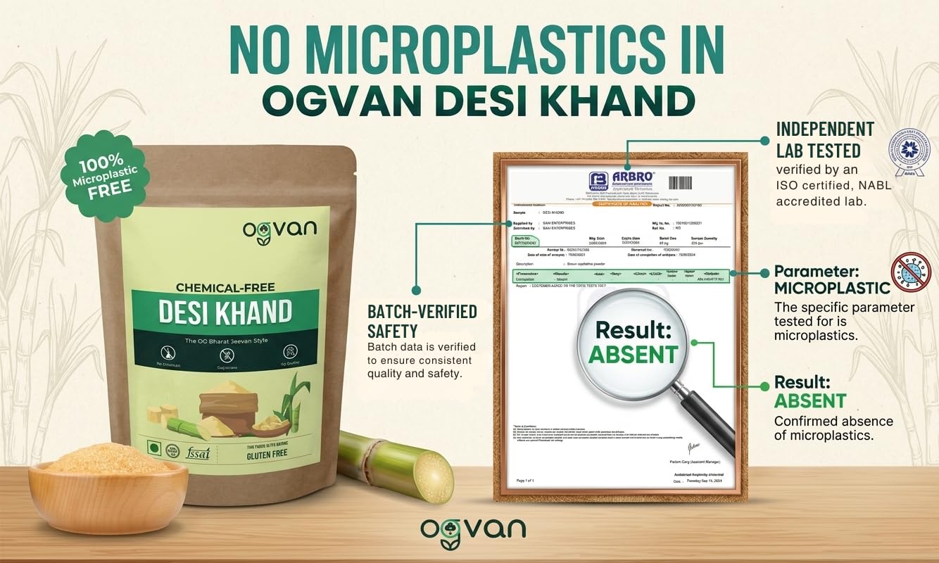 Ogvan Brown Desi Khand Unrefined Traditional Khandsari Sugar Lab Tested 950g - View 2 of 6