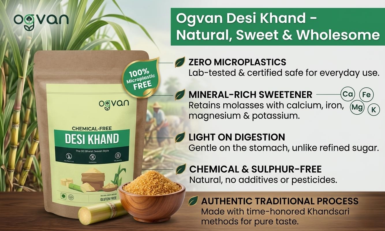 Ogvan Brown Desi Khand | Unrefined, Traditional Khandsari Sugar | Lab Tested | 450g - View 4 of 6