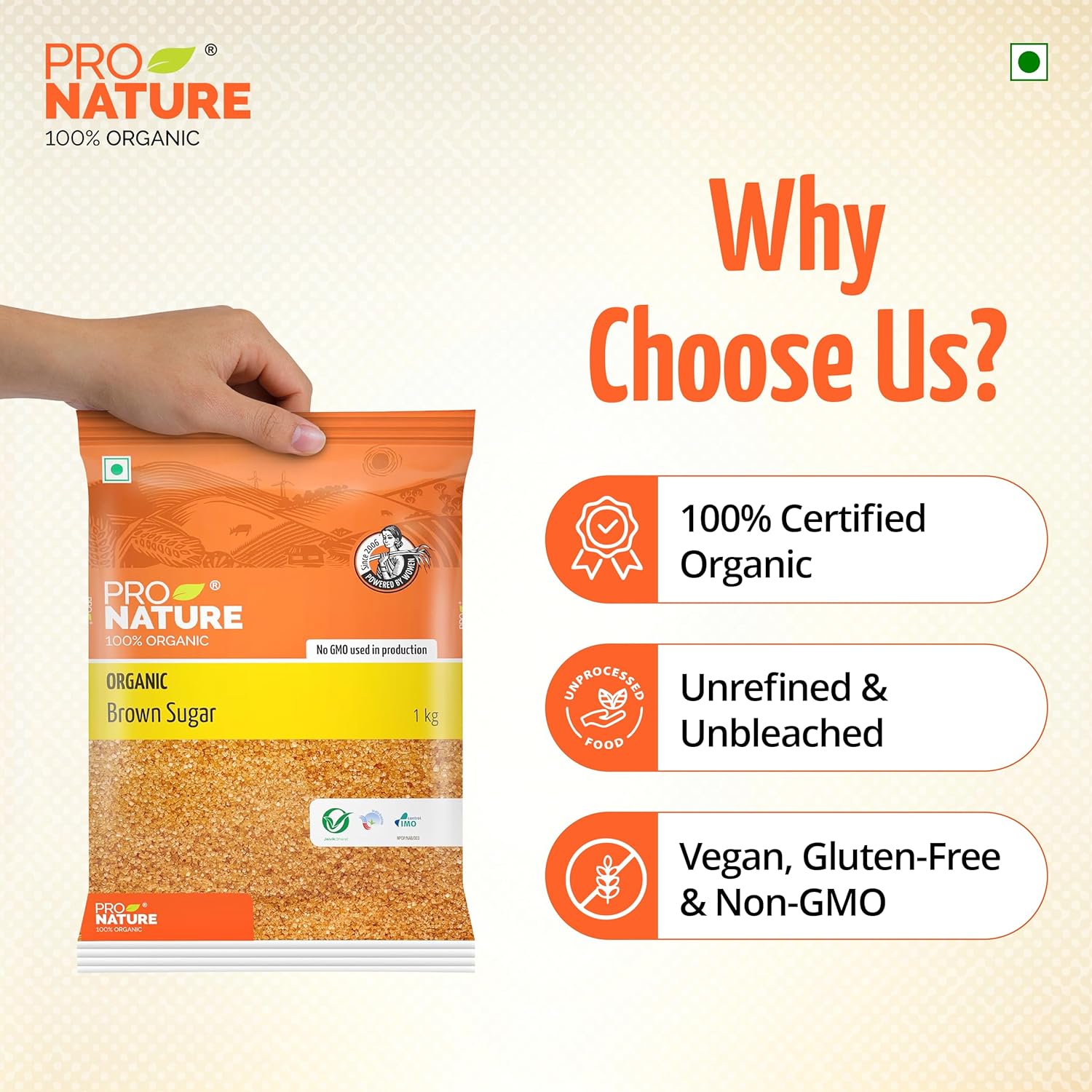 Pro Nature Organic Brown Sugar | Natural Brown Sugar For Healthy Sweetening - 1kg - View 2 of 6
