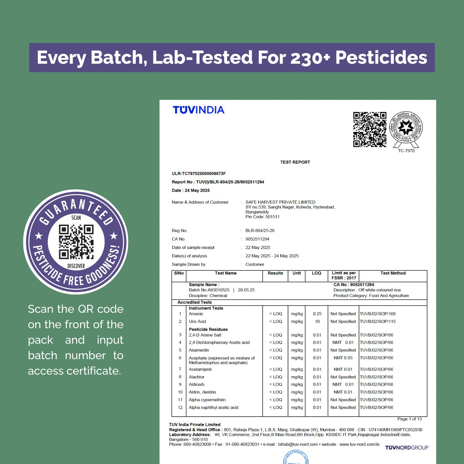 Safe Harvest Khandsari Sugar | Pesticide-Free | Sulphur-Free & Unrefined | Artisanal & Chemical-Free | Sourced from Women Farmers | Tested for 231 Pesticides | 1 kg - View 6 of 6