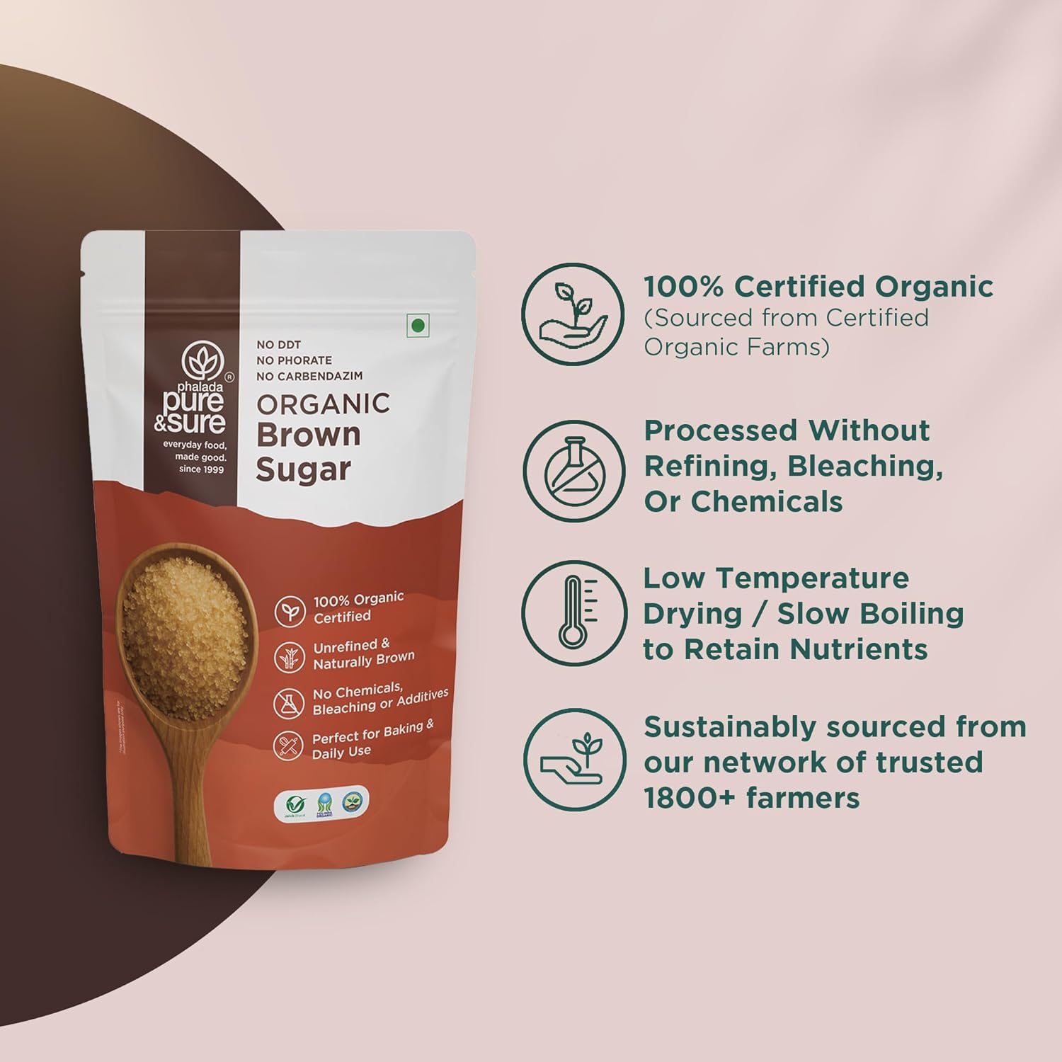 Pure & Sure Organic Brown Sugar | Natural, Healthy & Wholesome | Powdered for Baking, Tea, & Coffee 500GM - View 3 of 5