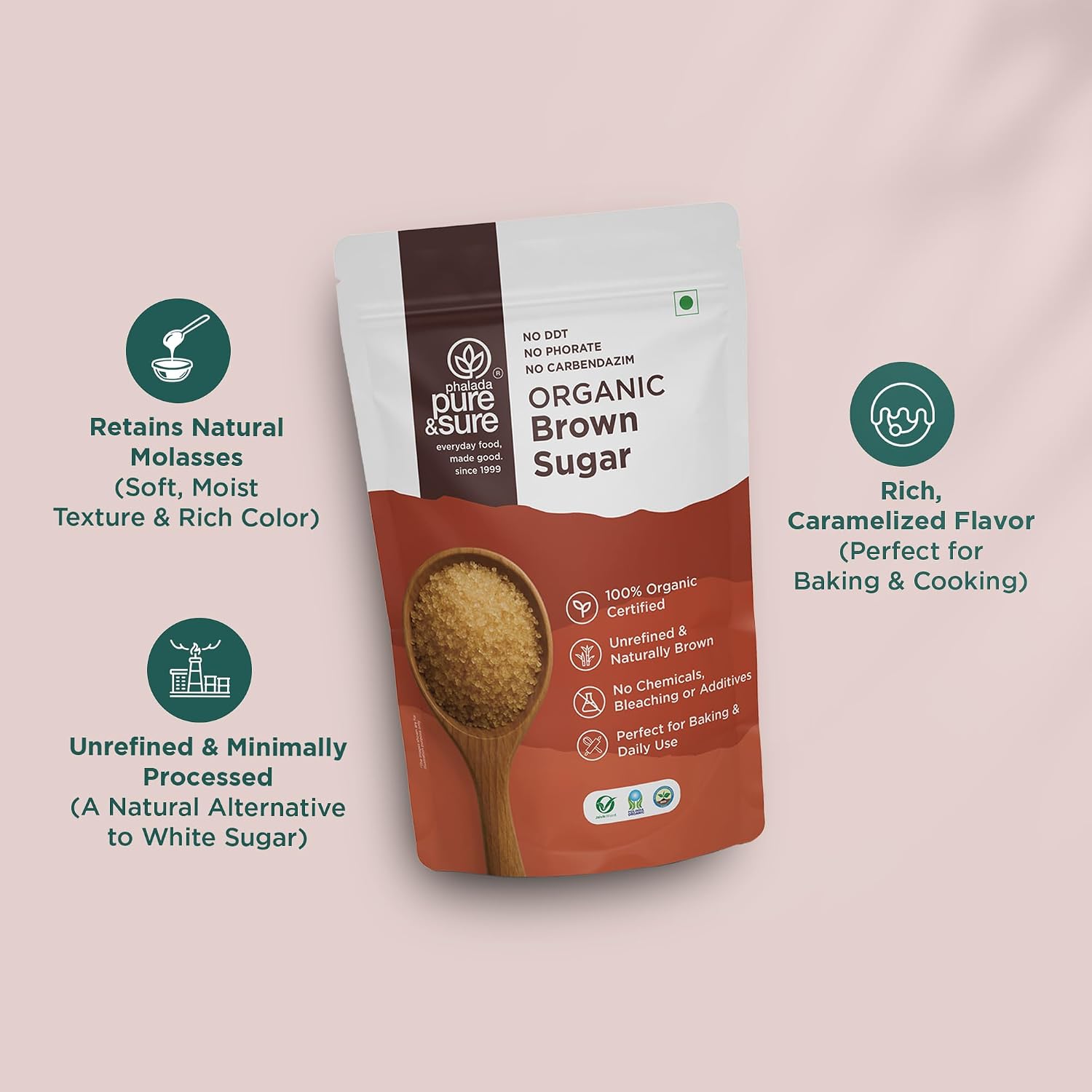 Pure & Sure Organic Brown Sugar | Natural, Healthy & Wholesome | Powdered for Baking, Tea, & Coffee 500GM - View 4 of 5
