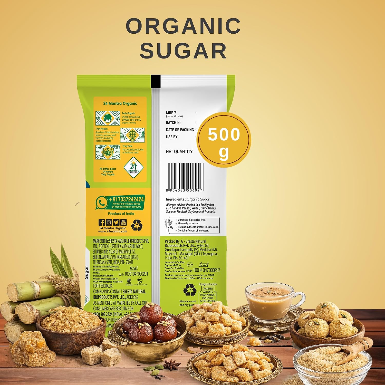 24 Mantra Organic Sugar/Chini/Chekkara - 500gms - View 3 of 5