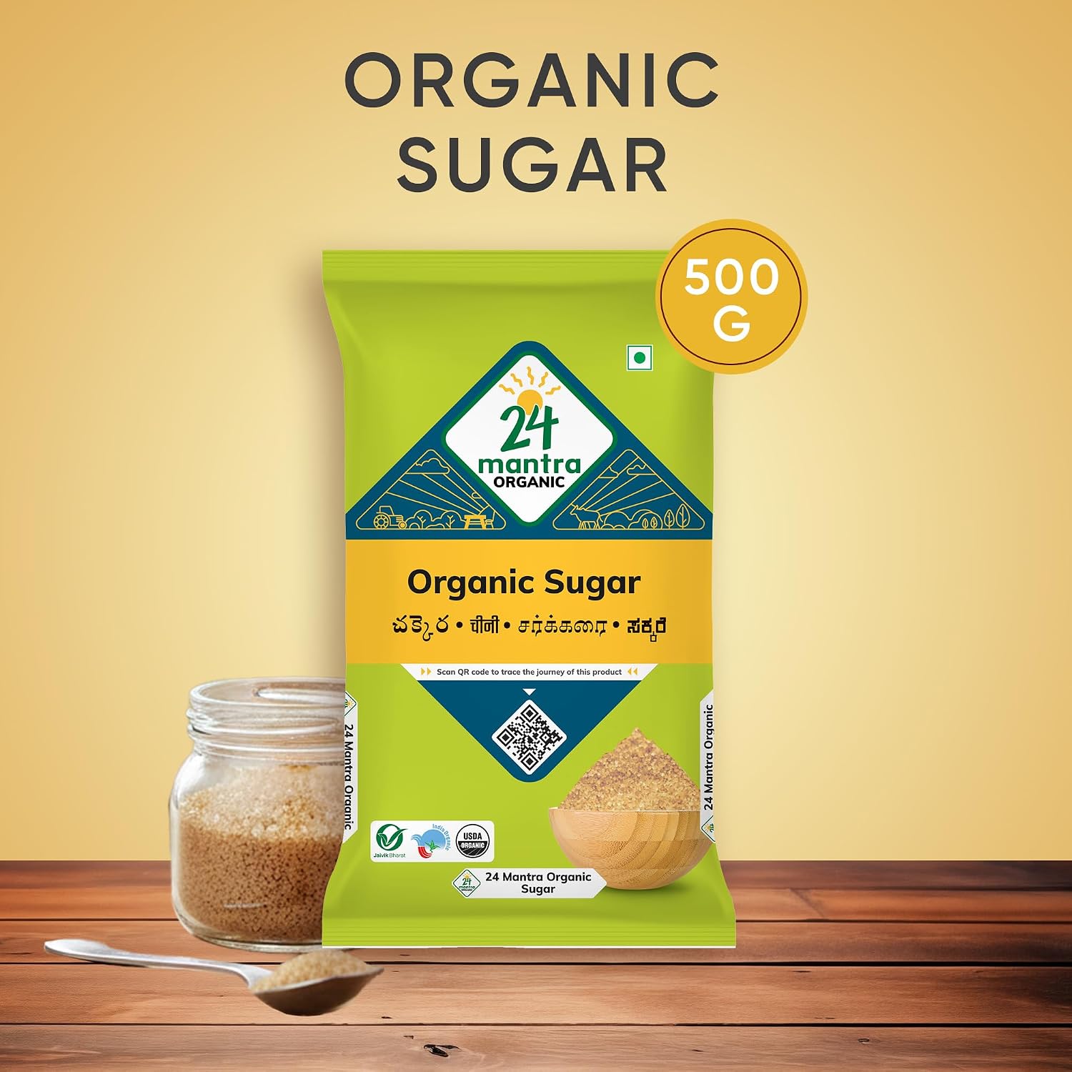 24 Mantra Organic Sugar/Chini/Chekkara - 500gms - View 4 of 5