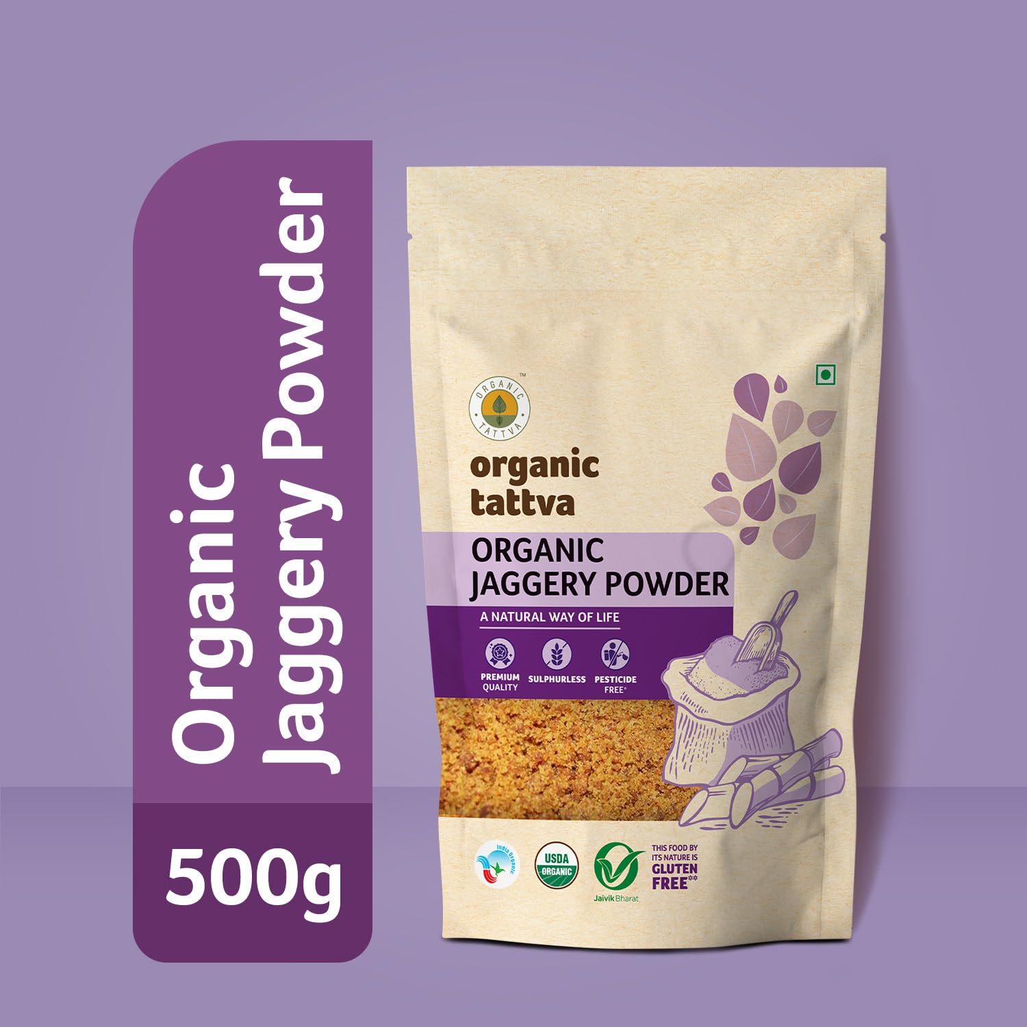 Organic Tattva Jaggery Powder 500gm | 100% Natural, Unrefined & Chemical-Free Sweetener | Healthy, Sugar Alternative Jaggery Powder Organic for Cooking, Baking, Tea, Desserts & Indian Sweets - View 3 of 5