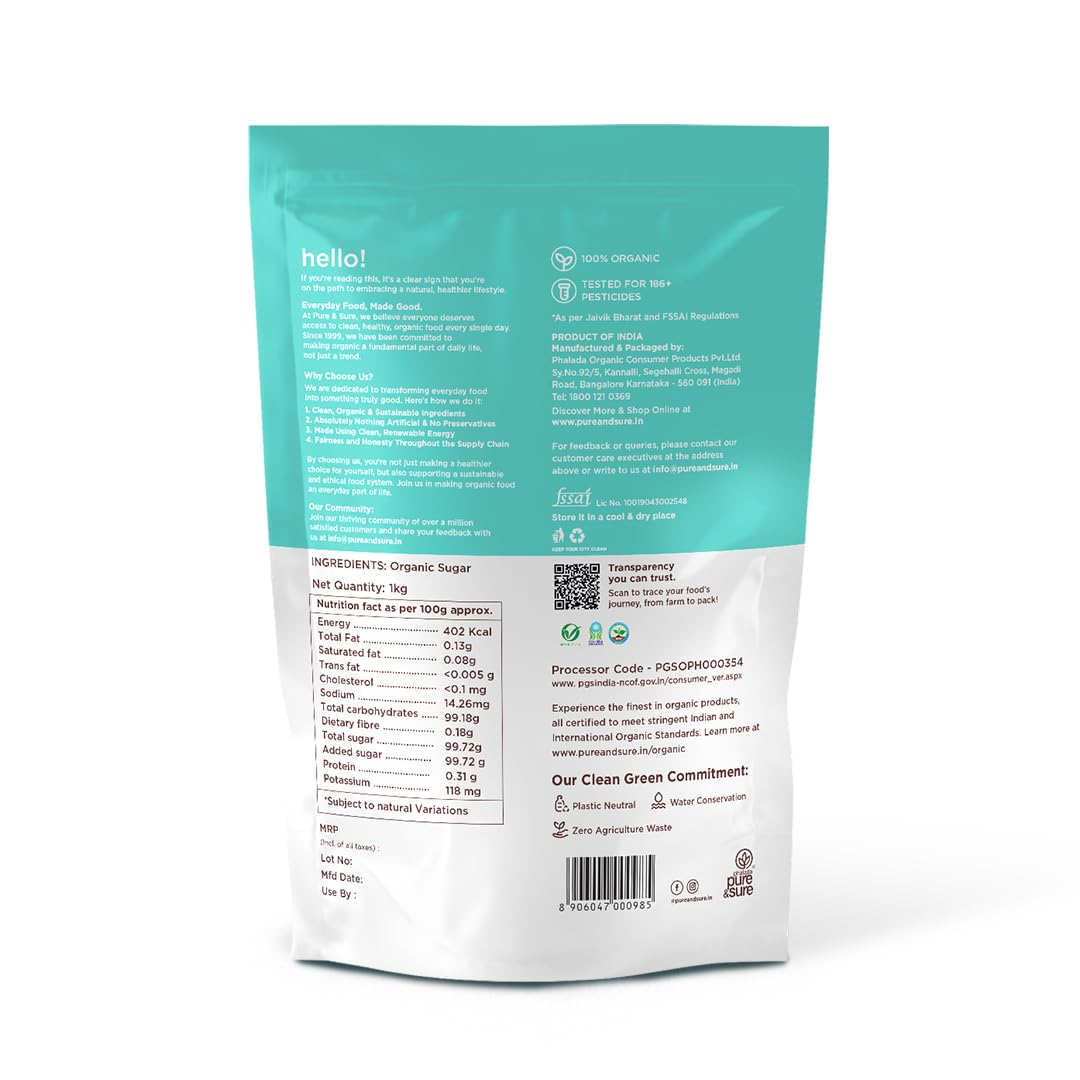 Phalada Pure & Sure Pure & Sure Organic Brown Sugar | Natural Brown Sugar, Healthy & Wholesome | Powdered Brown Sugar for Baking, Tea, & Coffee, 1kg. - View 5 of 5