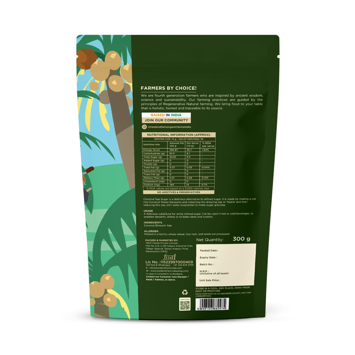 Two Brothers India Farms Coconut Sap Sugar 300gms - View 3 of 3
