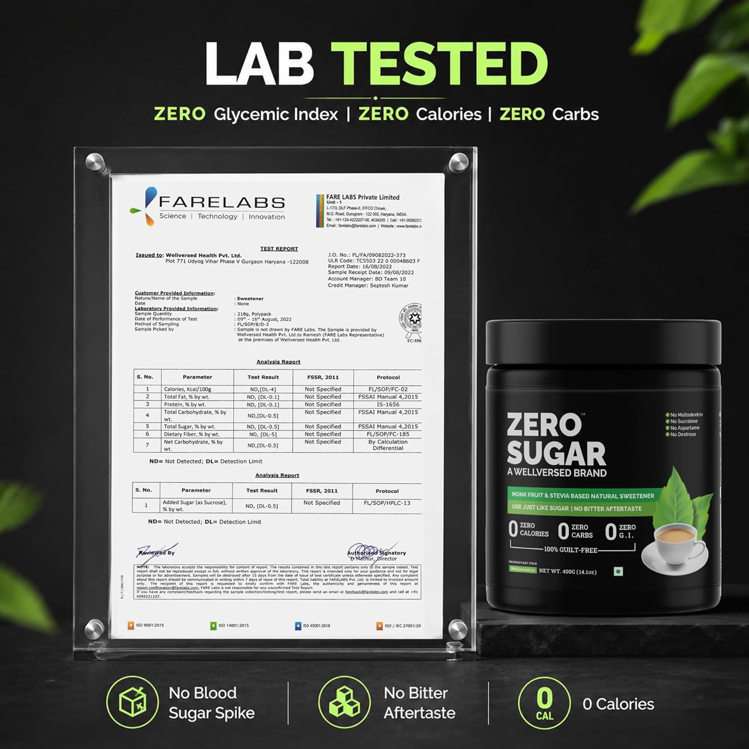Ketofy Zero Sugar (400g) |Stevia and Monk Fruit | No Maltodextrin, No Aspartame | No Bitter Aftertaste | Sugar Free | Tastes Just Like Sugar | Ultra Low GI Keto Sweetener | Natural Sweetener - View 4 of 5