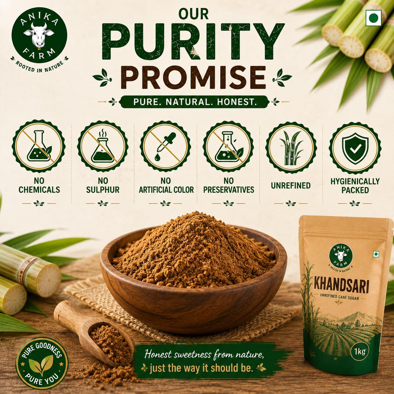 ANIKA Desi Khand (Kandsari) 500g | Natural Unrefined Cane Sugar | Sulphur-Free & Chemical-Free Traditional Sweetener | Healthy Alternative to Refined White Sugar - View 4 of 6