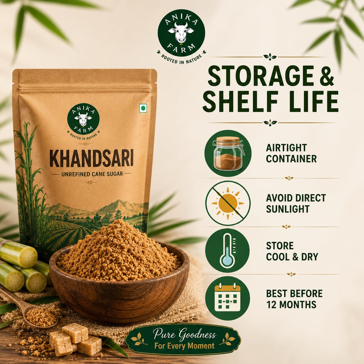 ANIKA Desi Khand (Kandsari) 500g | Natural Unrefined Cane Sugar | Sulphur-Free & Chemical-Free Traditional Sweetener | Healthy Alternative to Refined White Sugar - View 5 of 6