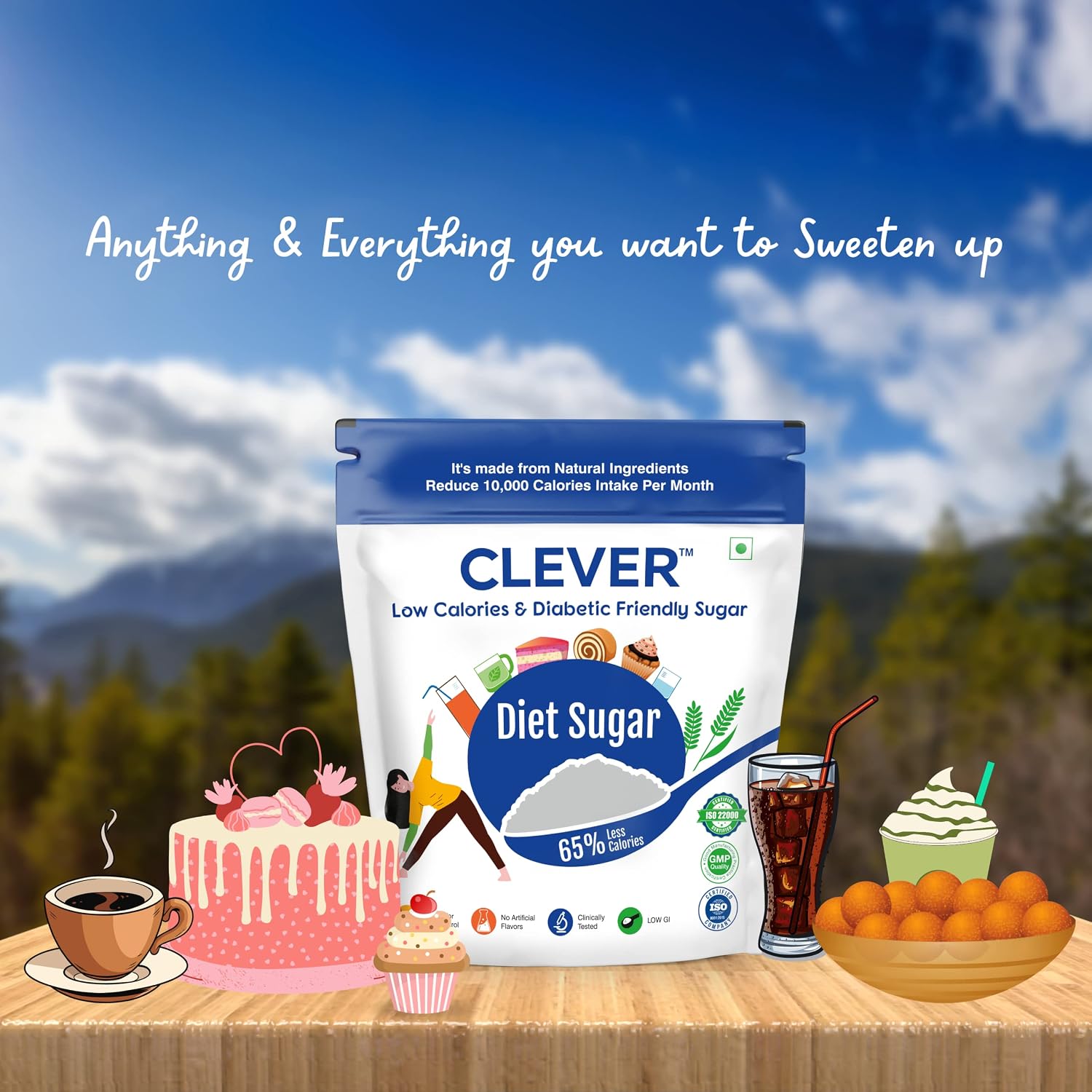 Clever Diabetic Sugar 1kg Low Calories Diabetic friendly sugar - View 2 of 3