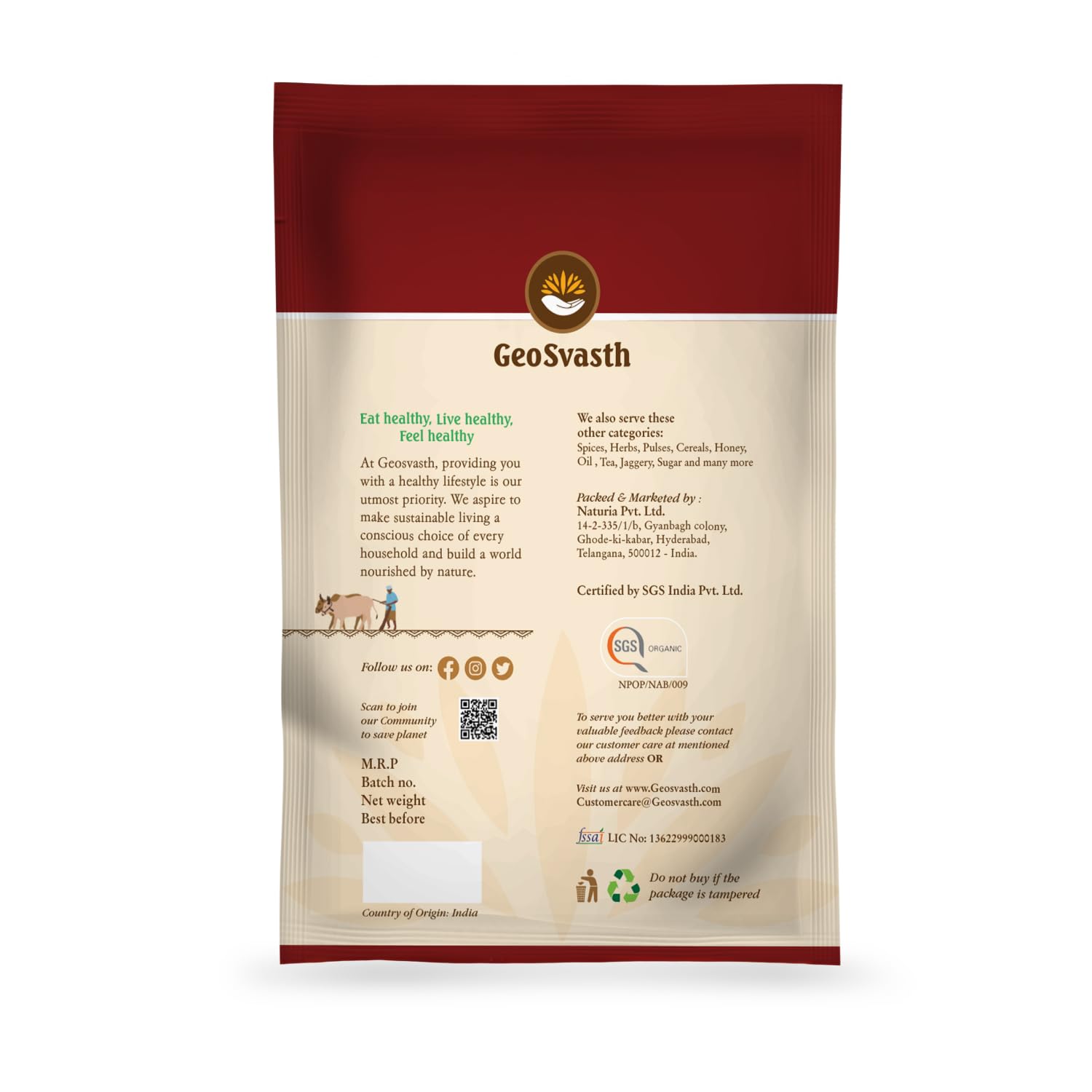 Geosvasth Organic Khandsari Sugar| Unrefined & Unprocessed Desi Khand | Sulphur Free, Chemical Free Khaand | Healthy Natural Sweetener for Cooking & Baking | Refined Sugar Alternative |1Kg(Pack of 1) - View 5 of 5