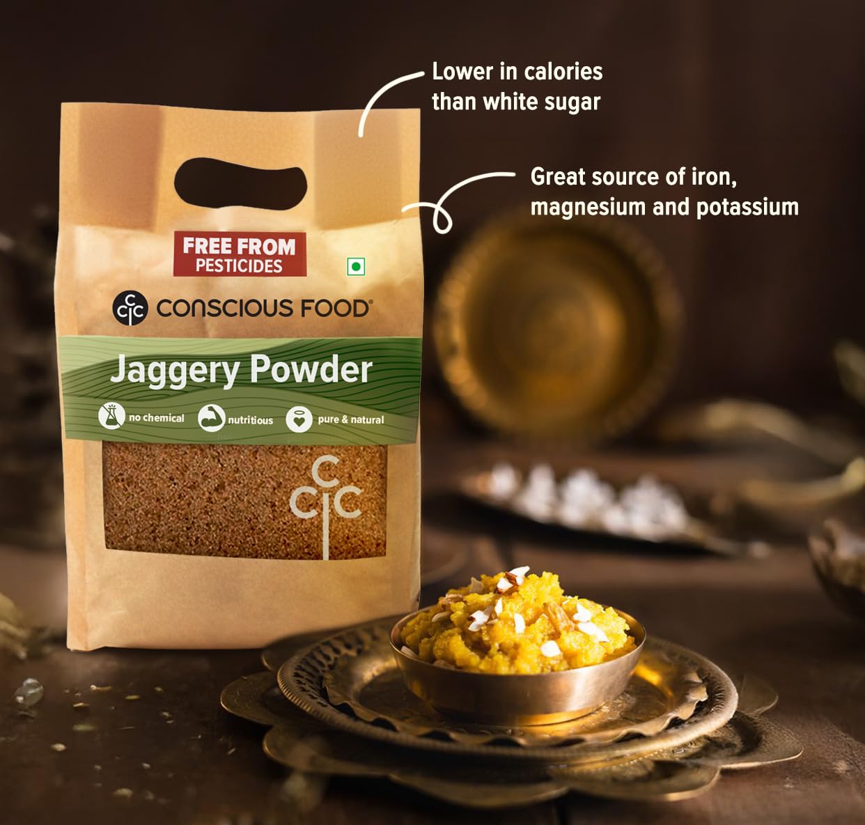Conscious Food Jaggery Powder, 1 kg | Pure, Natural & Chemical Free | Healthy Sugar Alternative | Gur, Gud Powder, Sharkara Bellam, Nattu Sakkarai, Vellam - View 4 of 5