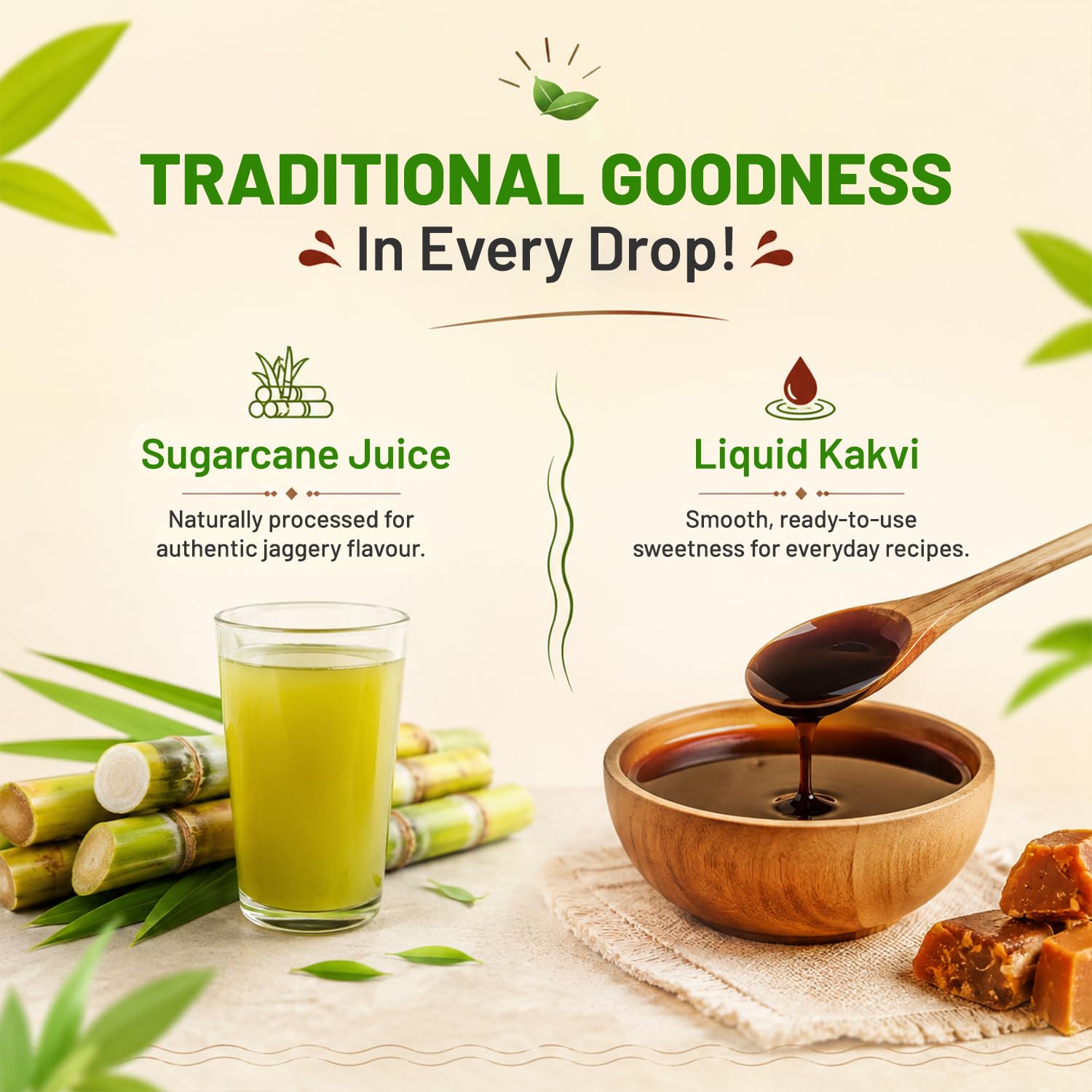 Sweetch Natural Liquid Jaggery (Kakvi) 400 gm | Natural Sugarcane Gur Syrup | No Preservatives, Chemical-Free | Unrefined Traditional Liquid Gud for Tea, Milk & Daily Use - View 2 of 6