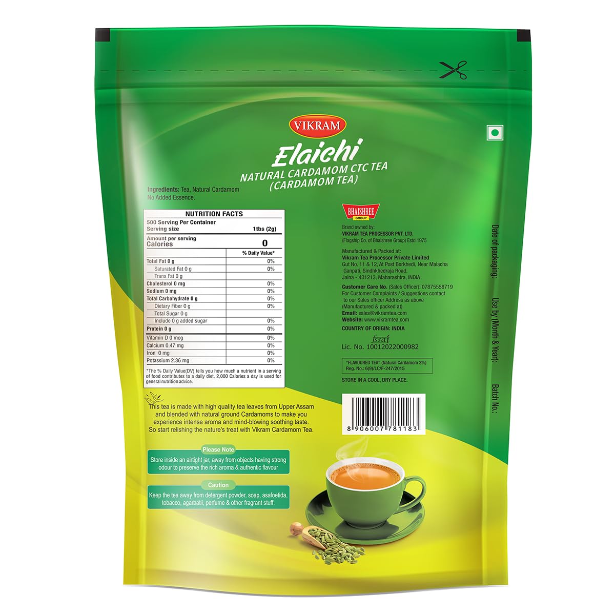 VIKRAM Elaichi CTC Tea | 1 Kg | 100% Natural Ground Cardamom blended with Assam Tea | Flavorful, and Aromatic Blend Perfect for a Bold and Refreshing Brew | Premium Black Powder | No Added Essence - View 6 of 6
