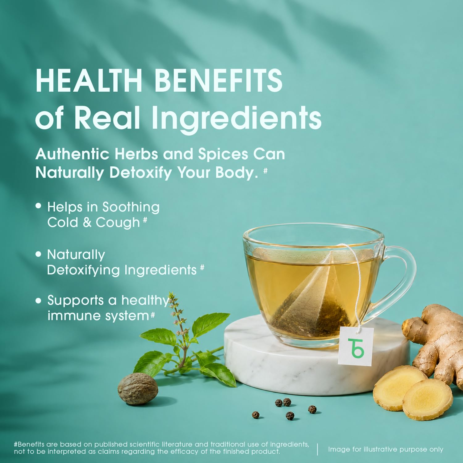 Teabox Detox Kahwa Herbal Tea | 50 Biodegradable Teabags | 8 Natural Ingredients | Supports Body Detox & Healthy Digestion | 0% Bitterness | Caffeine-Free Wellness Brew - View 4 of 5