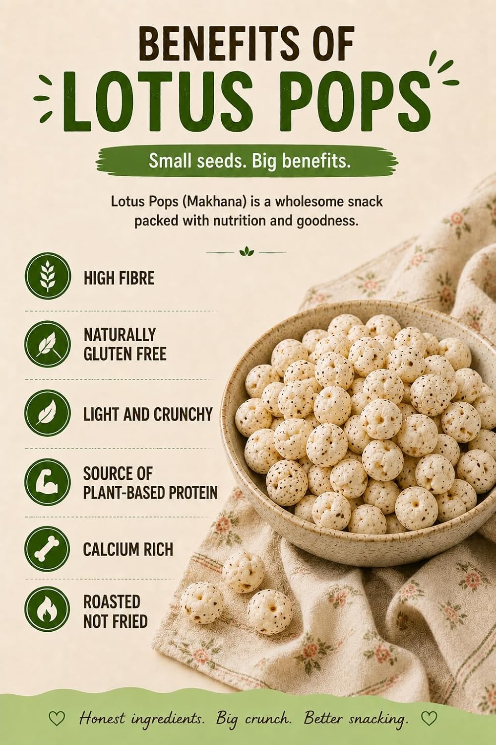 Roasted Lotus seeds | Popped fox nuts | Makhana | Gluten free | Nut free | Healthy snacks | Roasted in Olive oil | mixed pack of 4 - View 3 of 4