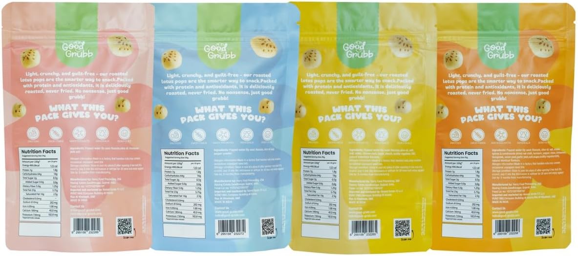 Roasted Lotus seeds | Popped fox nuts | Makhana | Gluten free | Nut free | Healthy snacks | Roasted in Olive oil | mixed pack of 4 - View 4 of 4