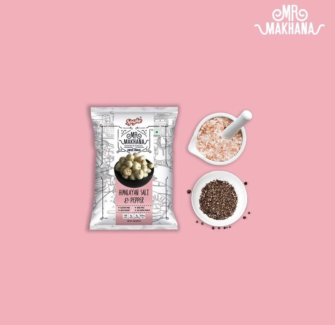 TAJ Gourmet Foods Mr Makhana Himalayan Salt & Pepper 75g I Gluten-free I MSG Free I Healthy Snacks I Roasted in Olive Oil I Zero Trans Fat I Rich Calcium I Roasted Makhana & Foxnuts - View 2 of 4