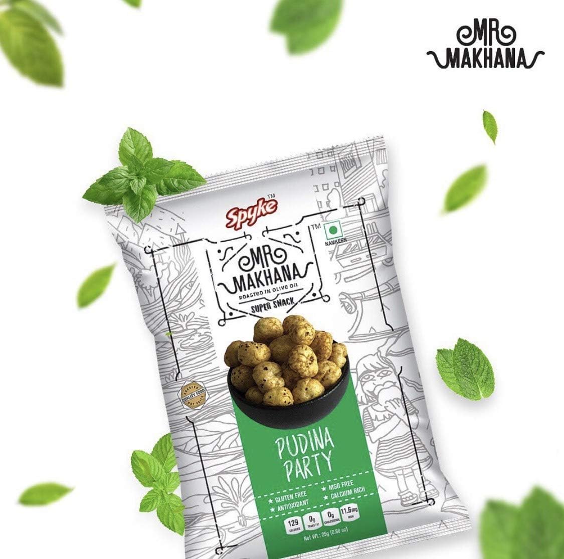 TAJ Gourmet Foods Mr Makhana Pudina Party 75g I Gluten-free I MSG Free I Healthy Snacks I Roasted in Olive Oil I Zero Trans Fat I Rich Calcium I Roasted Makhana & Foxnuts - View 5 of 7