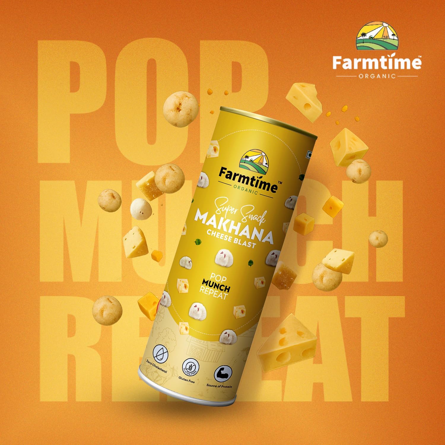 armtime Organic® Premium Flavoured Makhana Cheese Blast Flavour - 80gm | Healthy Snacking, High In Protein | Flavoured Roasted Nuts | Fox Nuts, Zero Cholesterol, Gluten Free & Makhana Fox Nuts - View 4 of 6