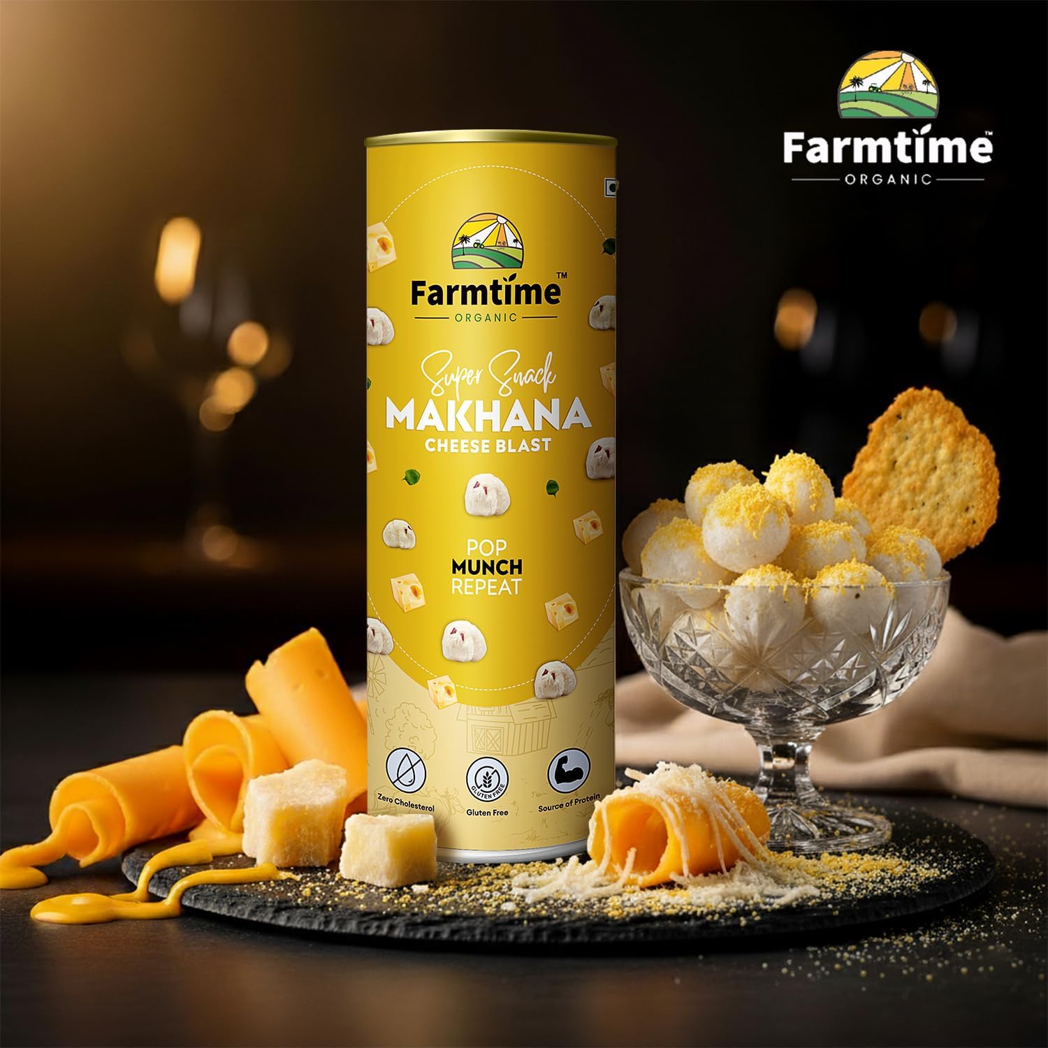 armtime Organic® Premium Flavoured Makhana Cheese Blast Flavour - 80gm | Healthy Snacking, High In Protein | Flavoured Roasted Nuts | Fox Nuts, Zero Cholesterol, Gluten Free & Makhana Fox Nuts - View 5 of 6