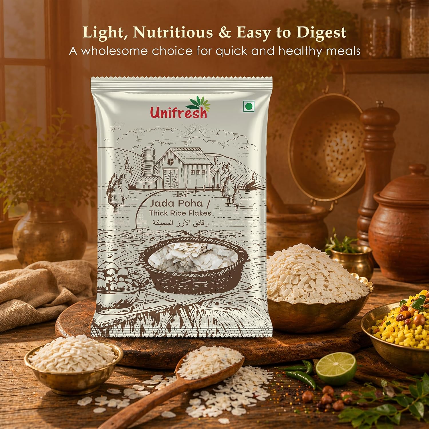 Unifresh Thick Rice Flakes/Poha 500g - View 2 of 3
