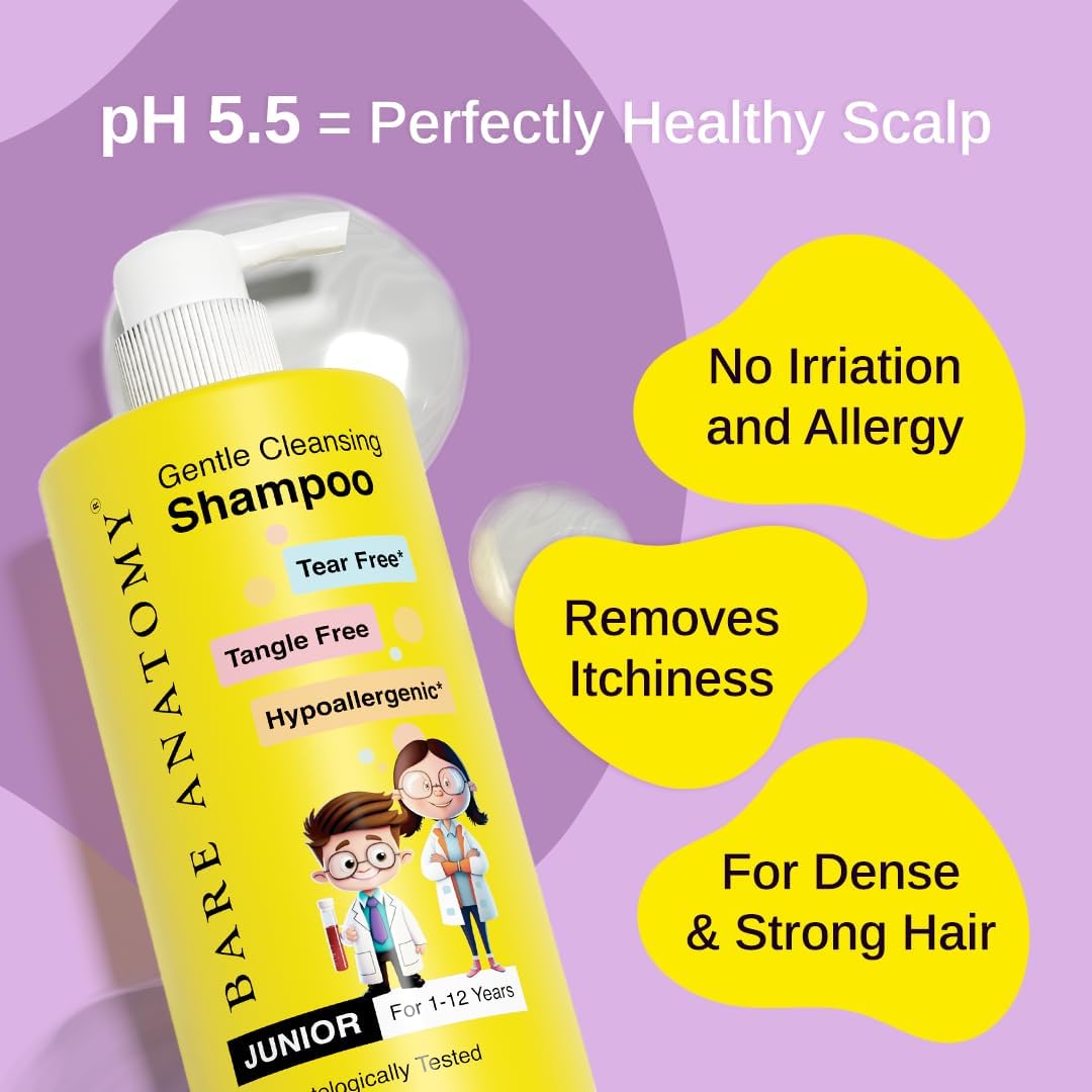 Bare Anatomy Gentle Cleansing Kids Shampoo for 1-12 Yrs | Tear-Free & Hypoallergenic pH 5.5 | Coconut Milk Protein & Vitamin E | Sulphate Free | 750ml - View 5 of 7