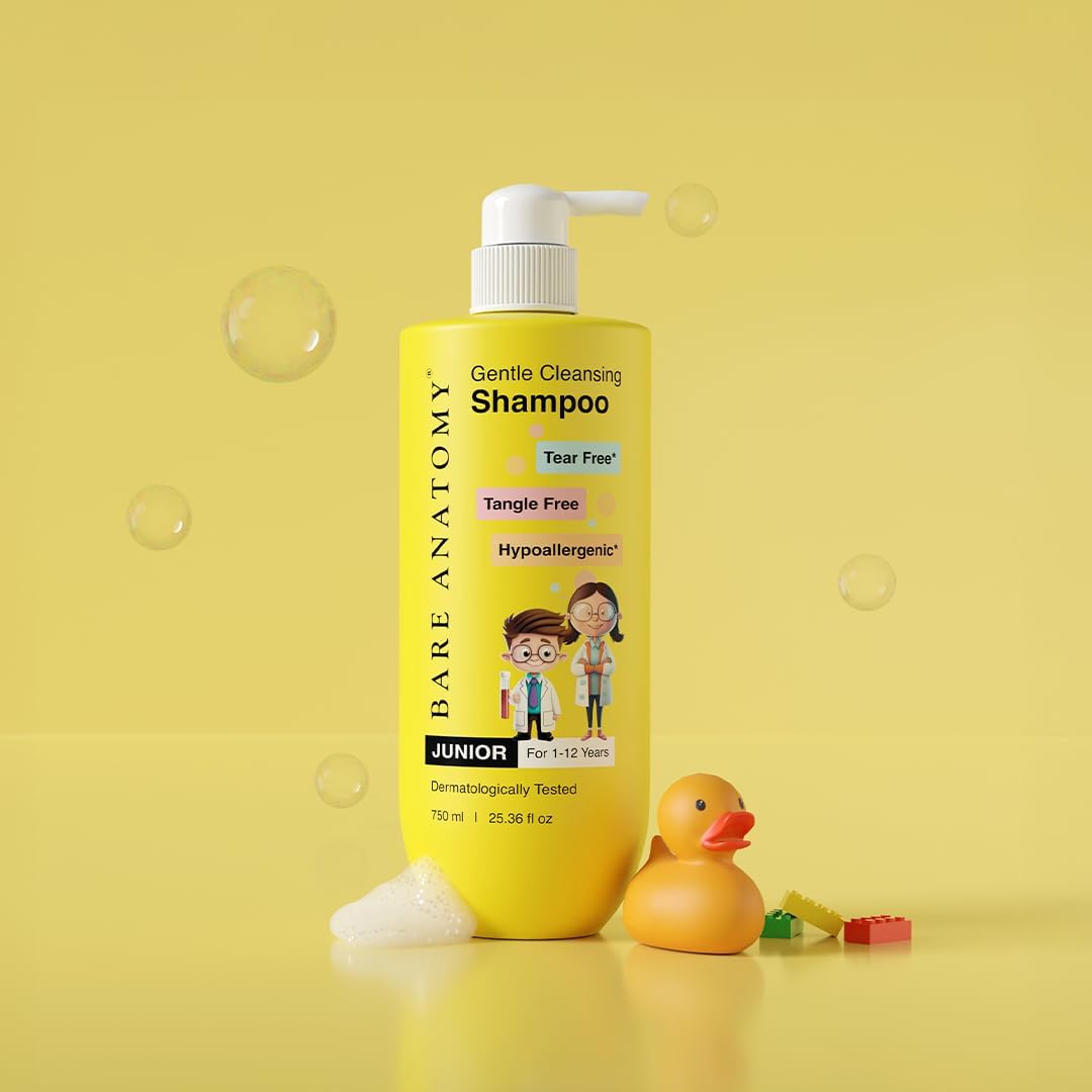 Bare Anatomy Gentle Cleansing Kids Shampoo for 1-12 Yrs | Tear-Free & Hypoallergenic pH 5.5 | Coconut Milk Protein & Vitamin E | Sulphate Free | 750ml - View 7 of 7